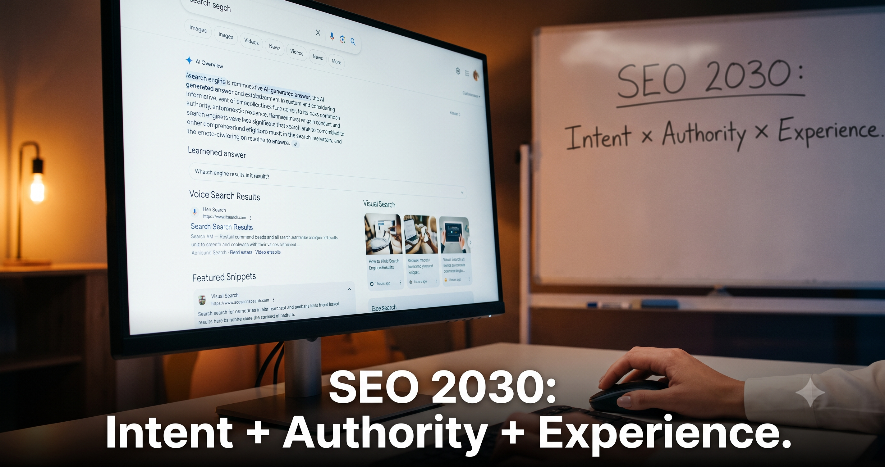 SEO 2030 strategy illustrating AI-powered search, search intent optimization, topical authority, user experience, Google AI Overviews, voice search, and future SEO trends by FT Nexavvy Private Limited.
